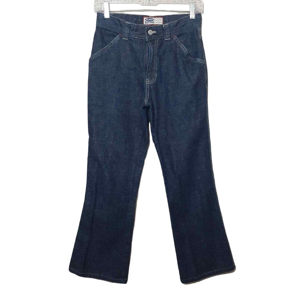 Old Navy womens boot cut trouser jeans 2 dark blue denim Y2K 100% cotton